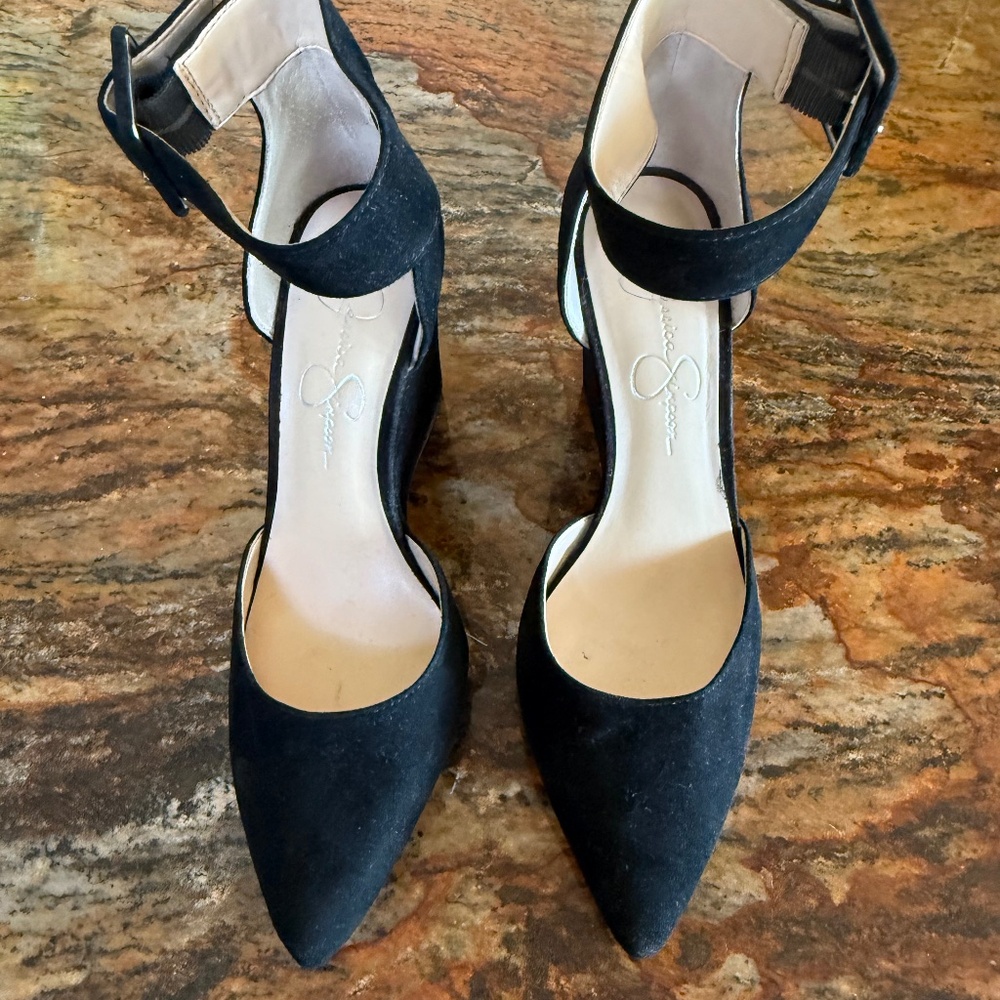 Jessica Simpson, Dressy Wedge Heels, Black Suede